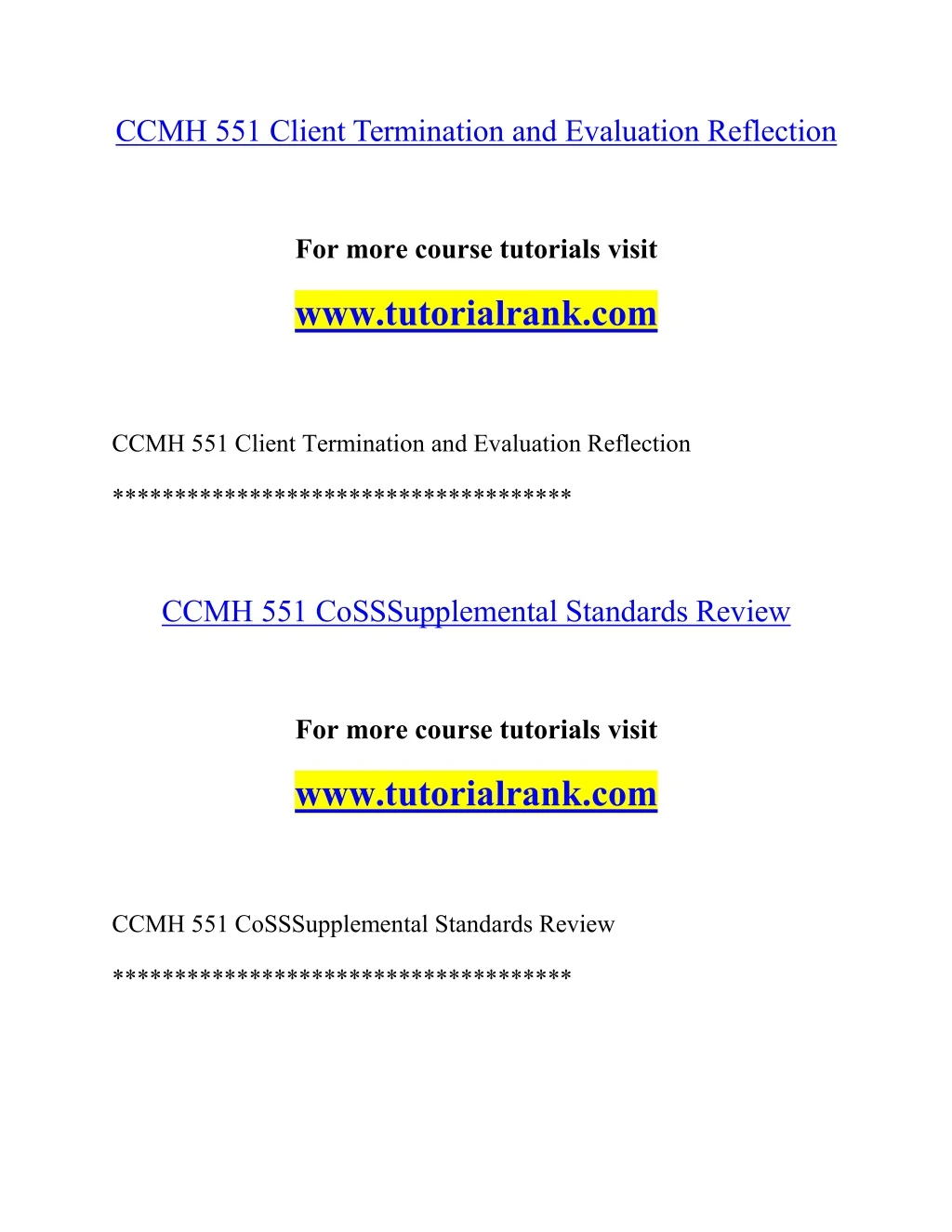 ccmh 551 client termination and evaluation