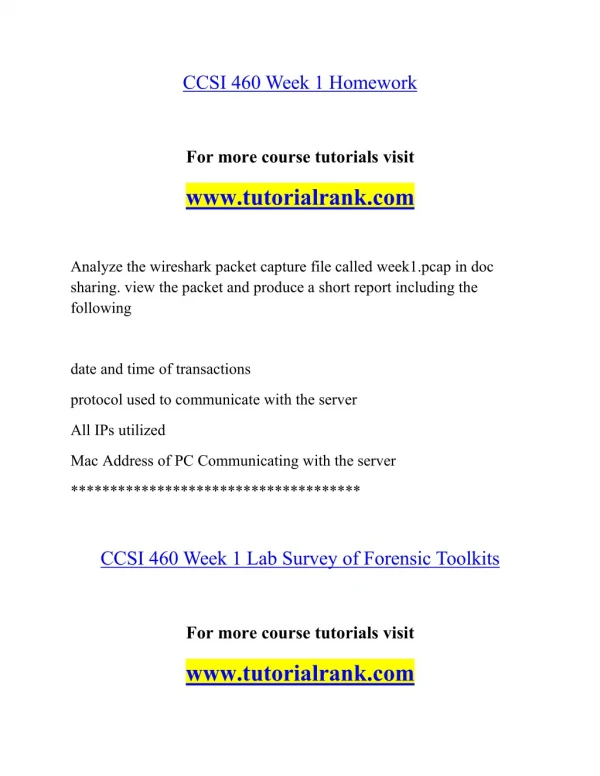 ccsi 460 week 1 homework