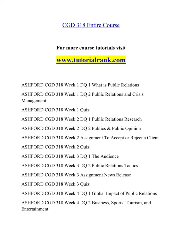 CGD 318 Effective Communication - tutorialrank.com