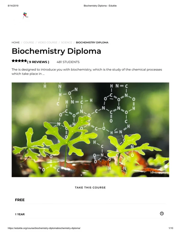 Biochemistry Diploma - Edukite