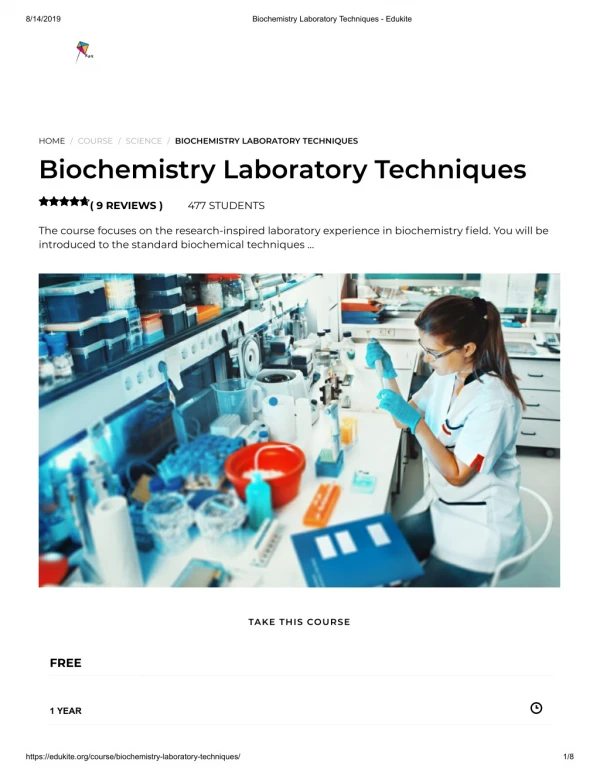 Biochemistry Laboratory Techniques - Edukite