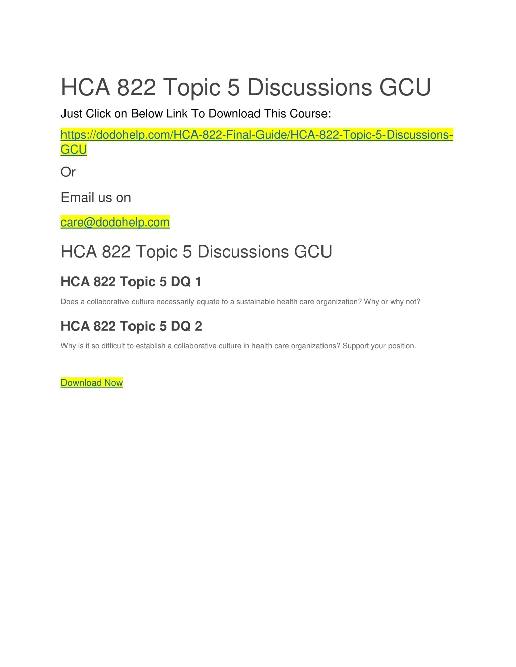 hca 822 topic 5 discussions gcu just click