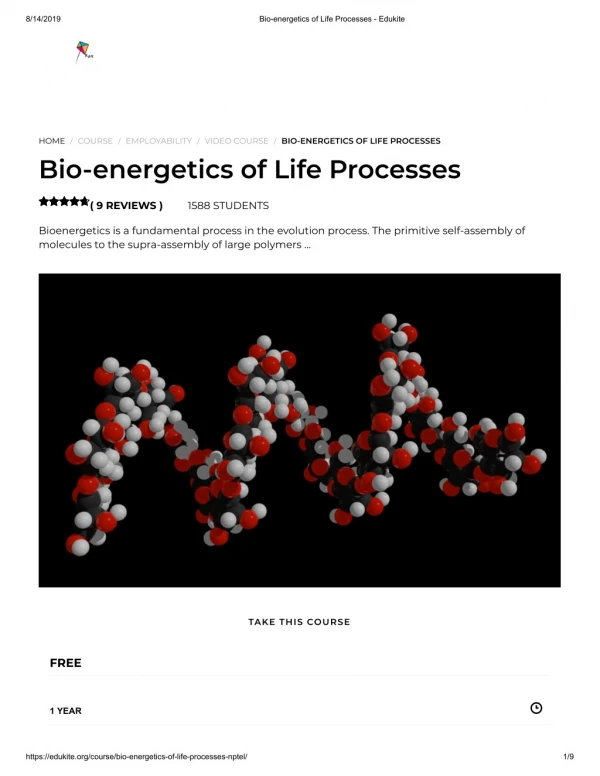 Bio-energetics of Life Processes - Edukite