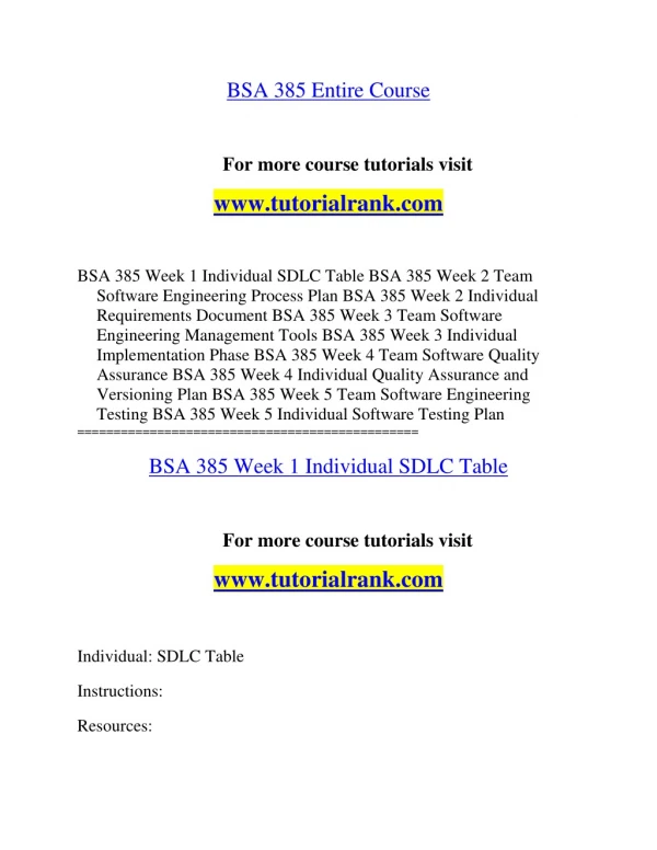 bsa 385 entire course