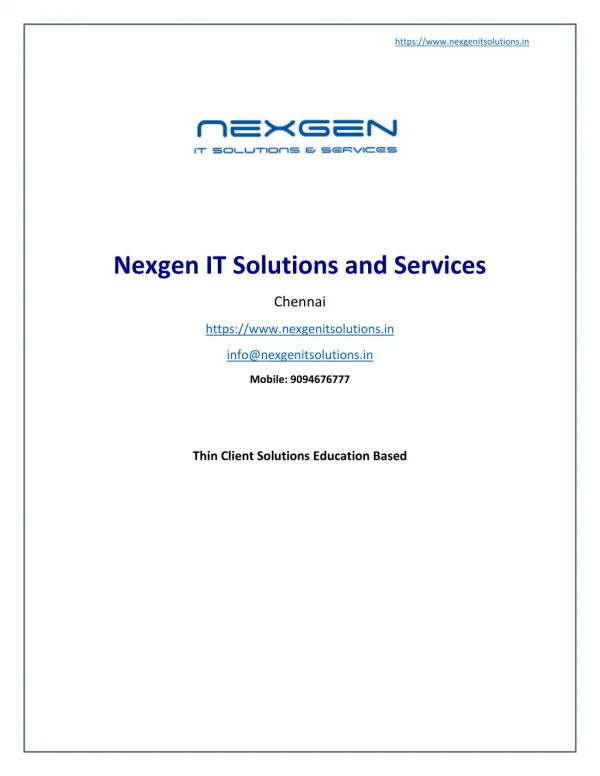 Thin Client Solutions Education Based