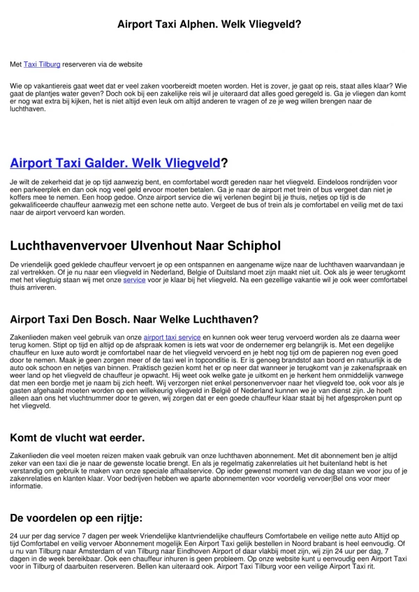 Airport Taxi Rijen. Naar Welke Luchthaven?
