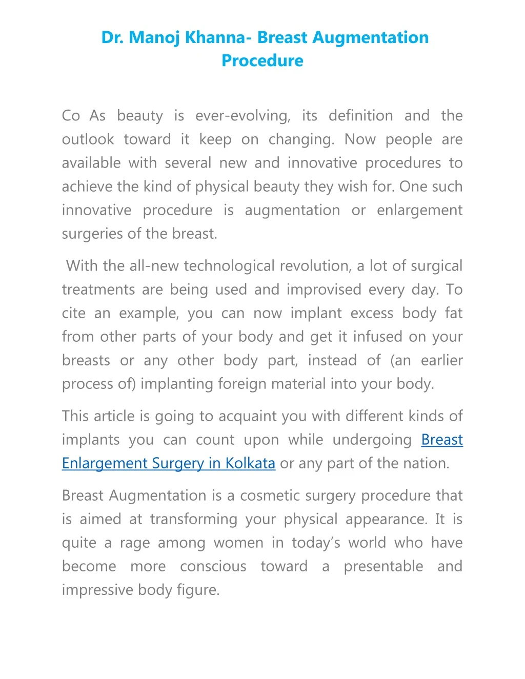 dr manoj khanna breast augmentation procedure