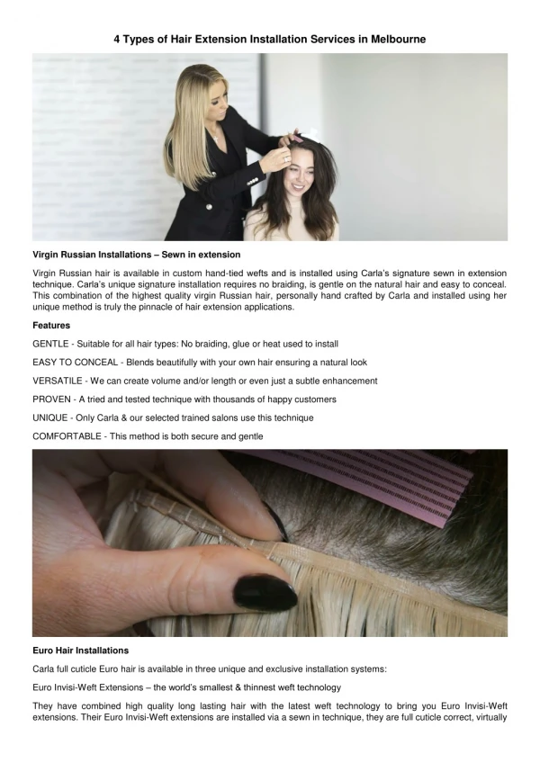 Carla Lawson Hair Extension Installation Services in Melbourne