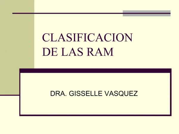 CLASIFICACION DE LAS RAM