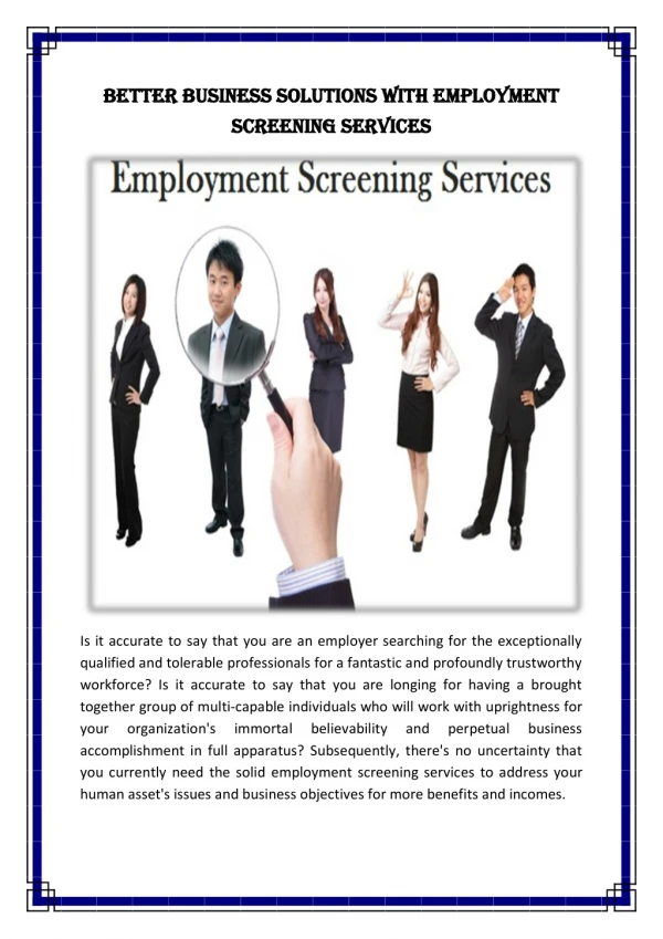 Better Business Solutions with Employment Screening Services