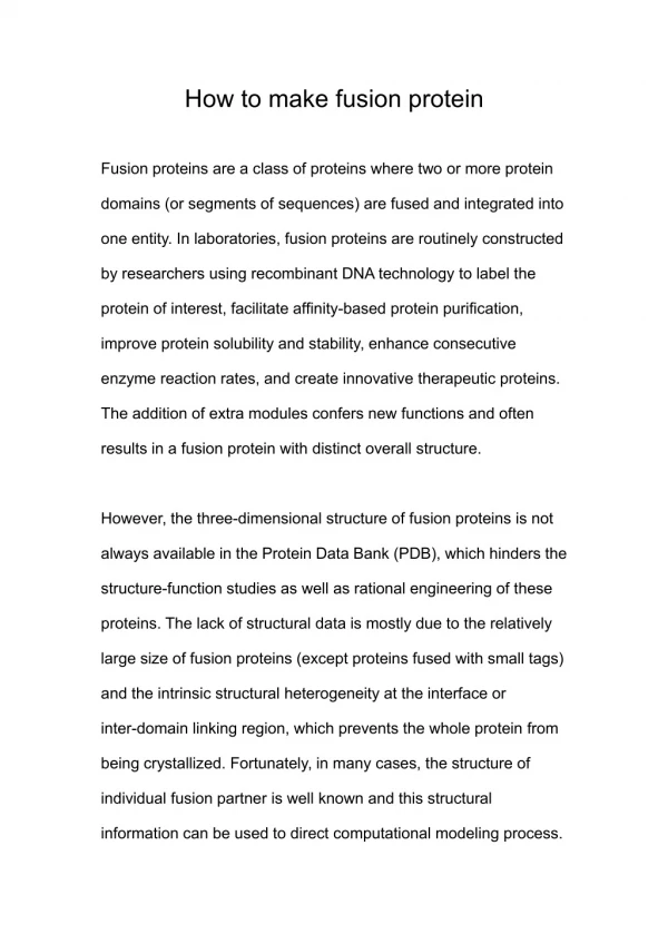 how to make fusion protein