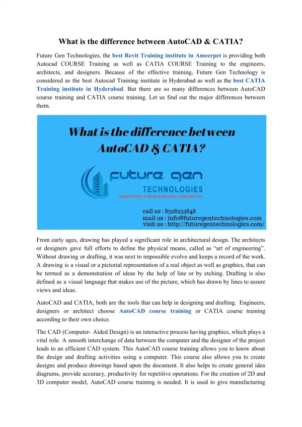 What is the difference between AutoCAD & CATIA?