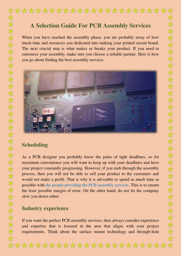 A Selection Guide For PCB Assembly Services