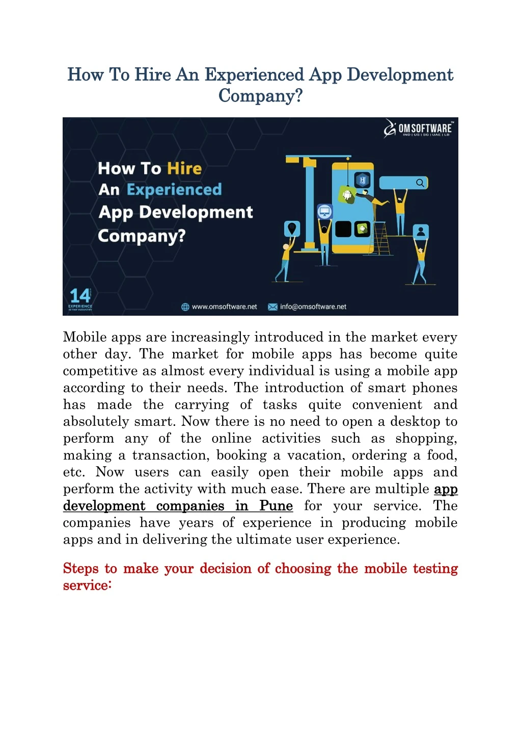 how how to hire an experienced app development