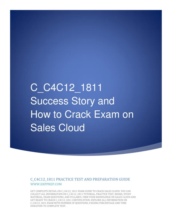 C_C4C12_1811 Success Story and How to Crack Exam on Sales Cloud