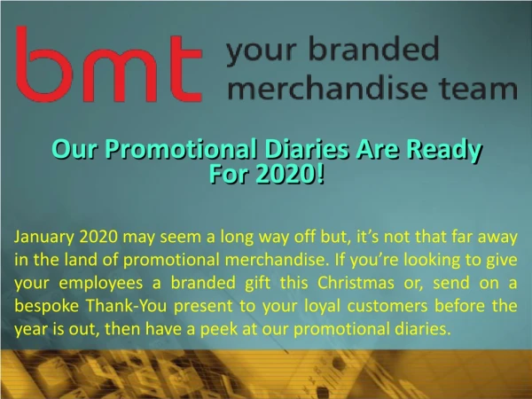 Our Promotional Diaries Are Ready For 2020!