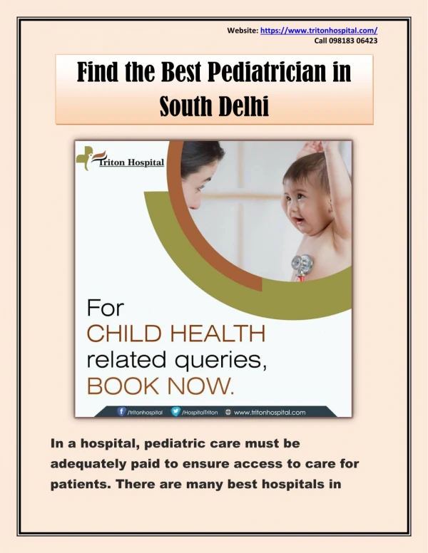 Find the Best Pediatrician in South Delhi