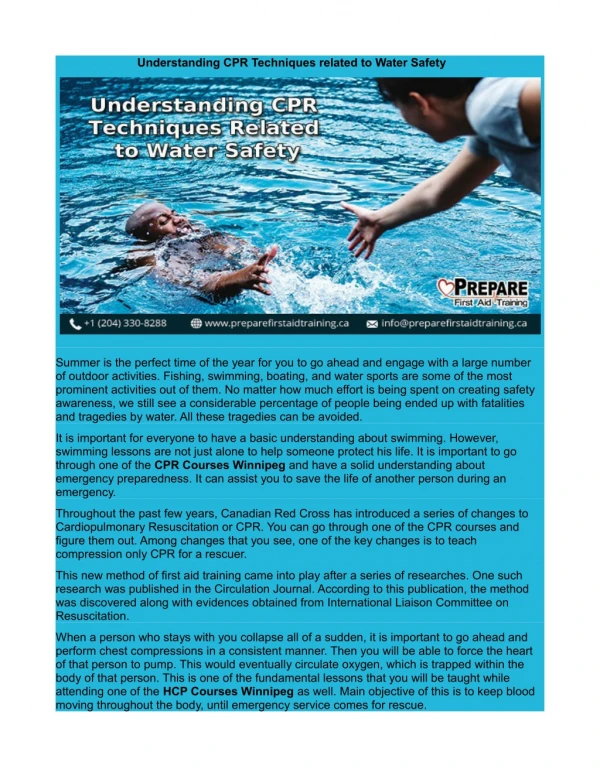 Understanding CPR Techniques related to Water Safety