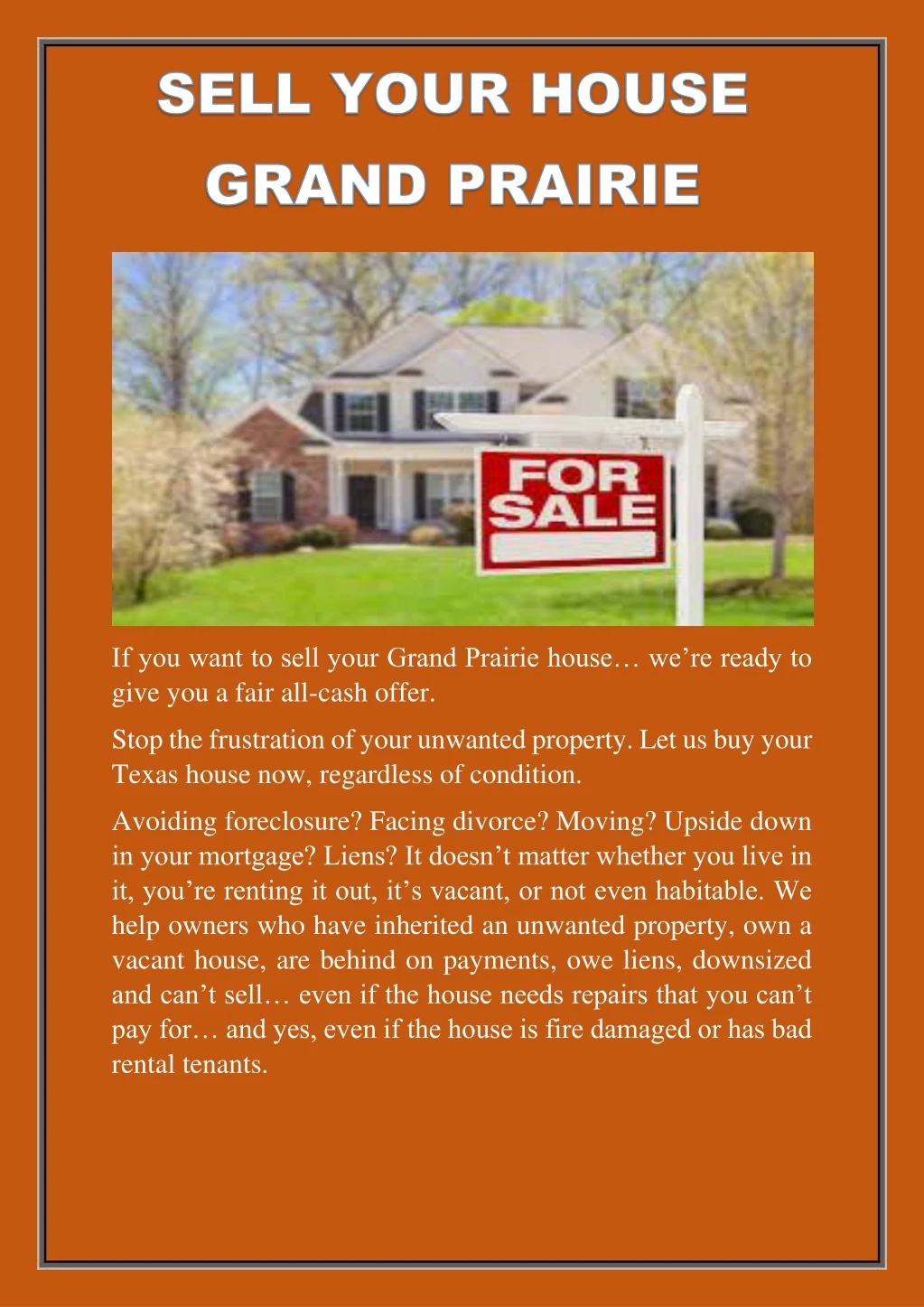 if you want to sell your grand prairie house
