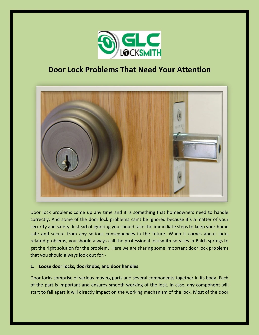 door lock problems that need your attention