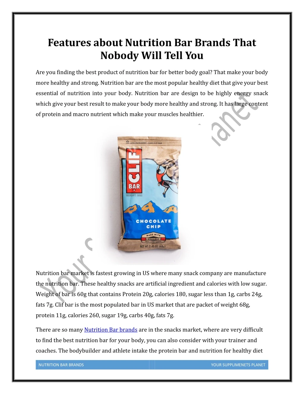 features about nutrition bar brands that nobody