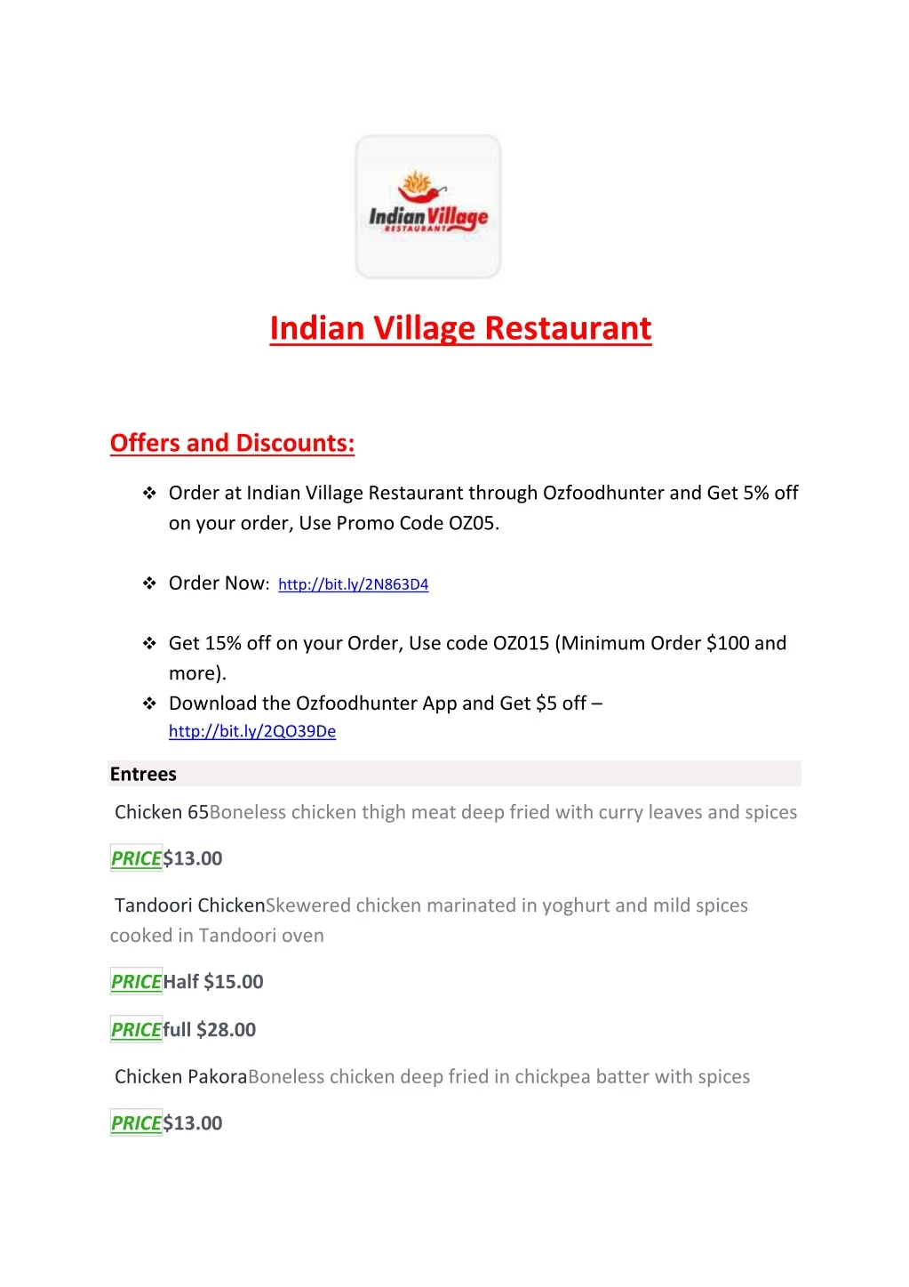 indian village restaurant