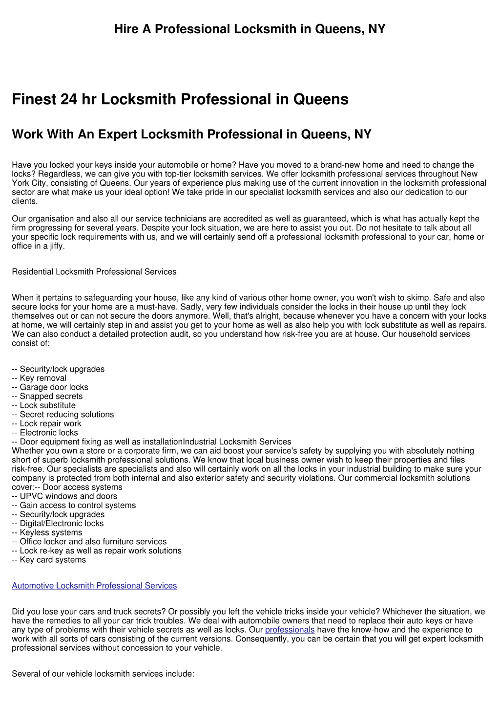 hire a professional locksmith in queens ny