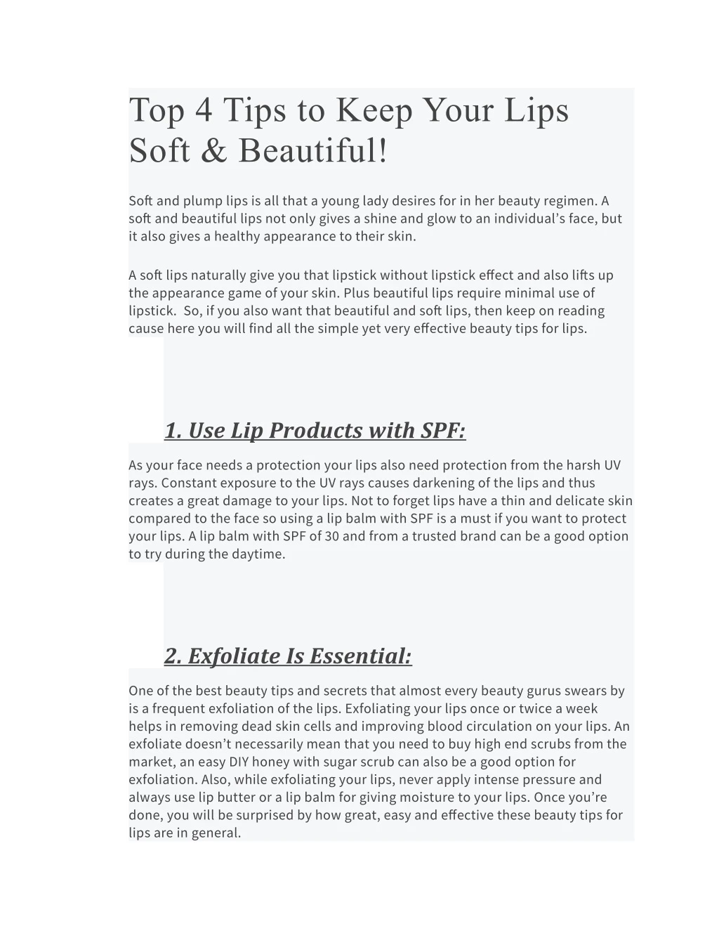 top 4 tips to keep your lips soft beautiful