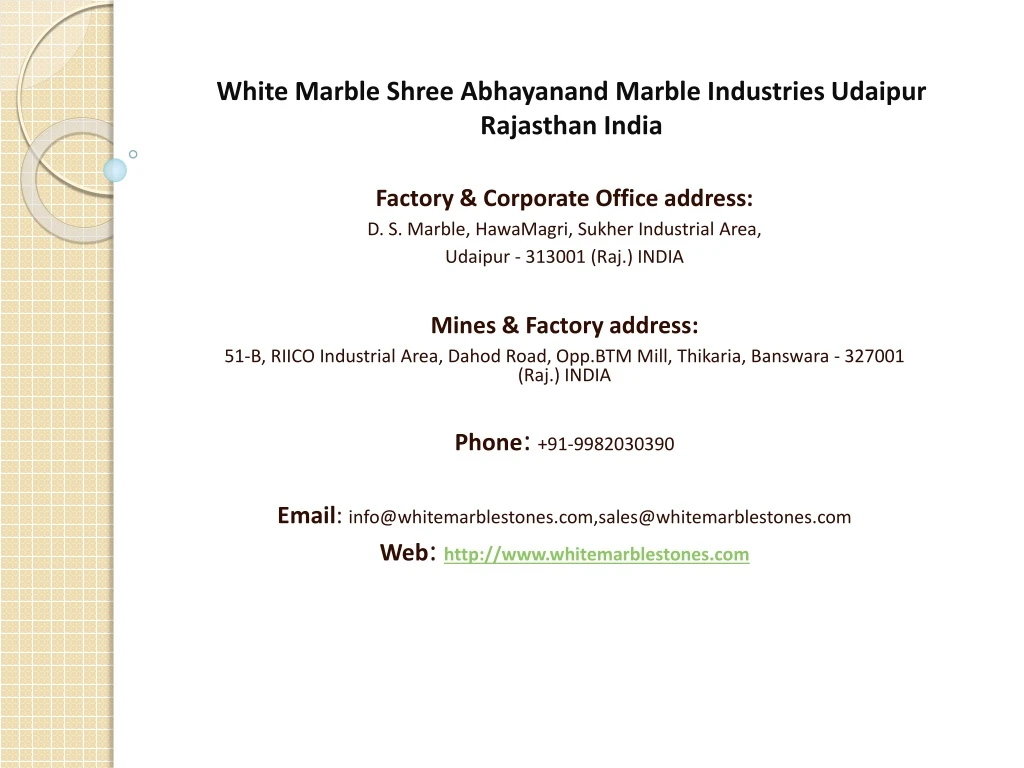 white marble shree abhayanand marble industries udaipur rajasthan india