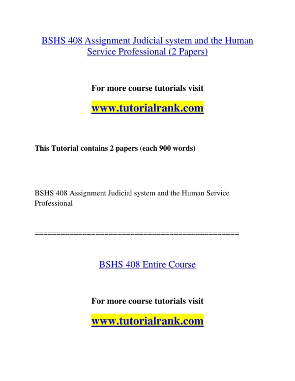 BSHS 408 Effective Communication/tutorialrank.com