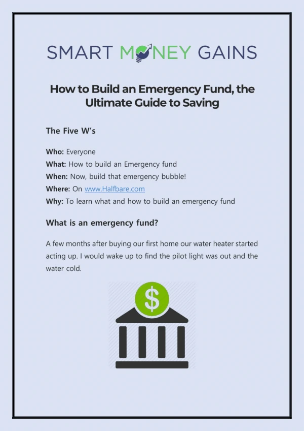 How to Build an Emergency Fund, the Ultimate Guide to Saving