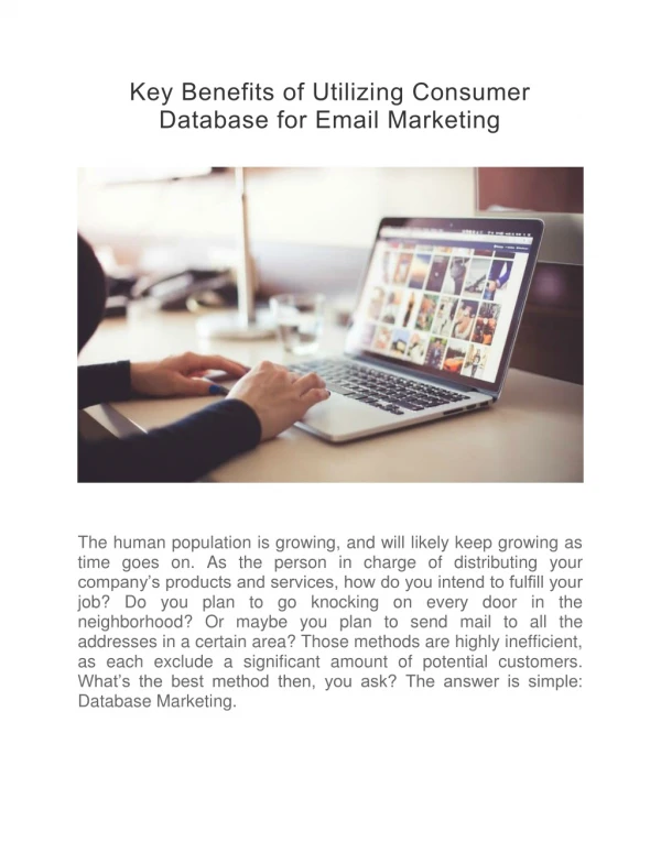 Key Benefits of Utilizing Consumer Database for Email Marketing