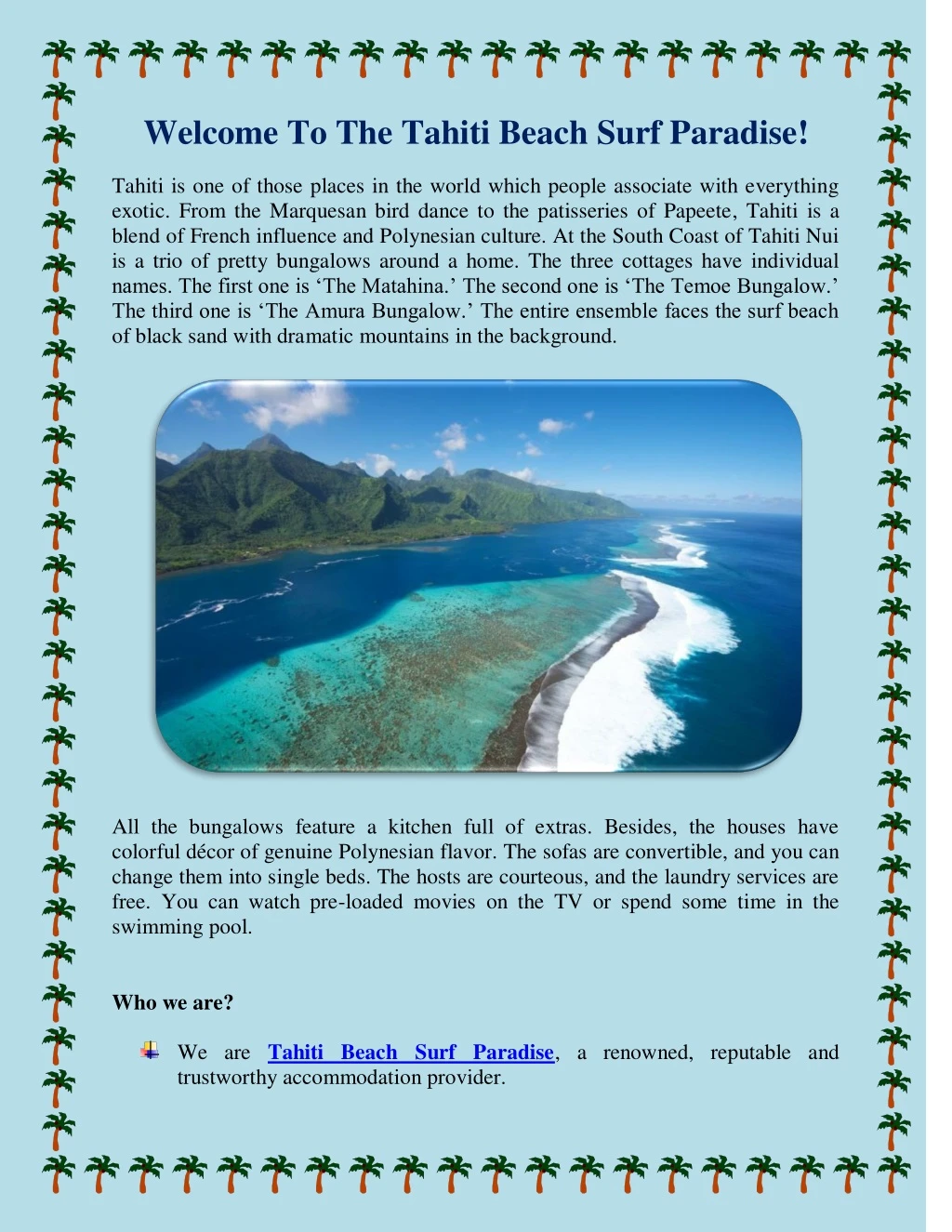 welcome to the tahiti beach surf paradise