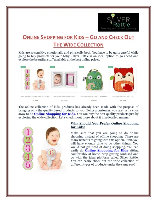 Online Shopping for Kids – Go and Check Out The Wide Collection