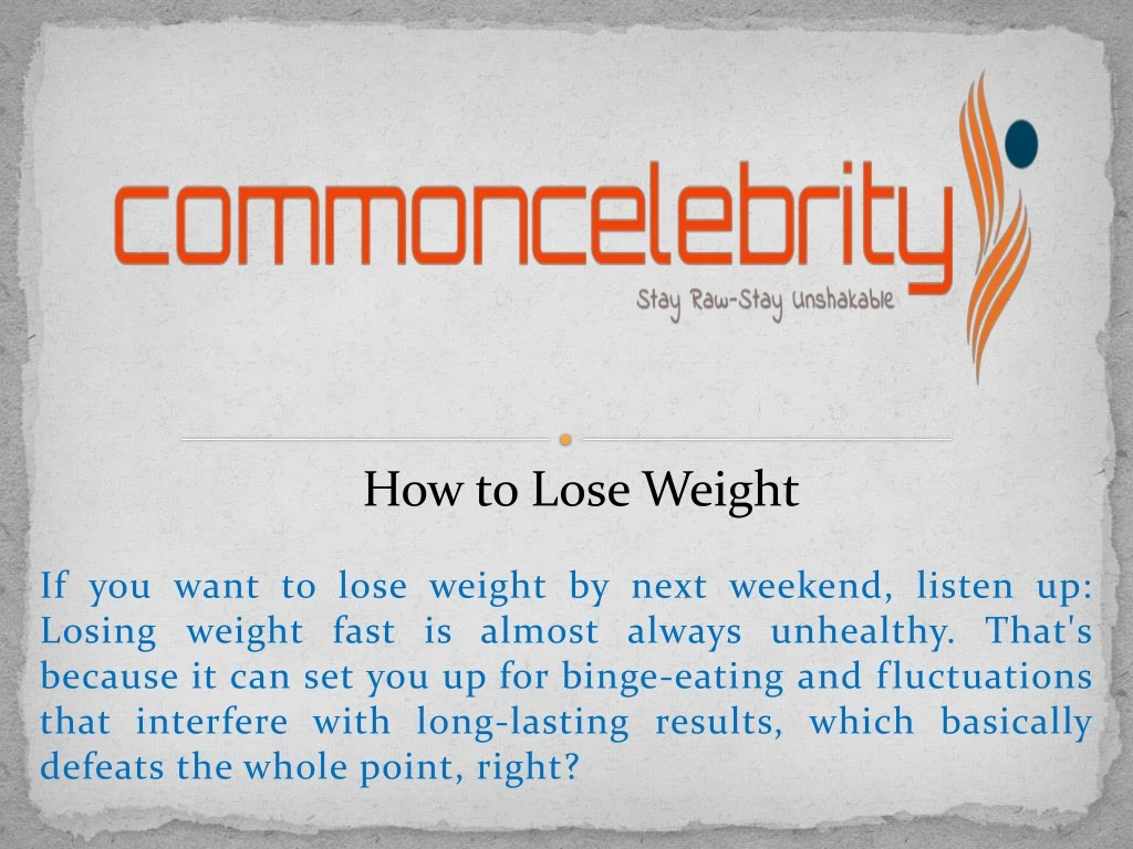 how to lose weight