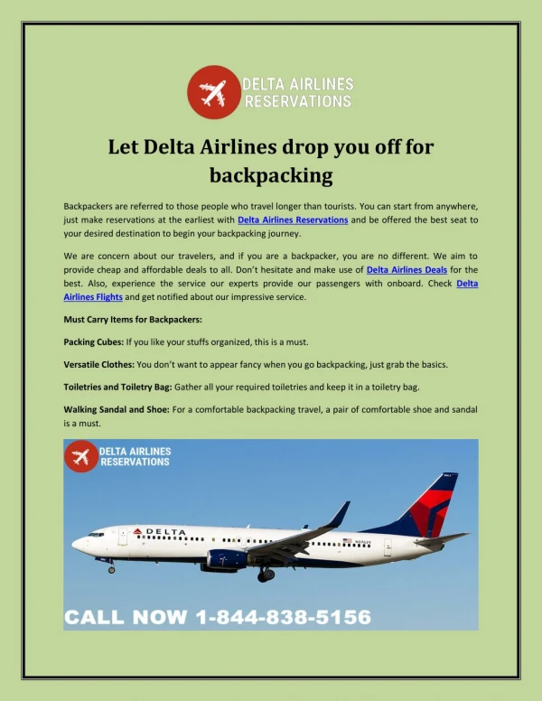 Let Delta Airlines drop you off for backpacking