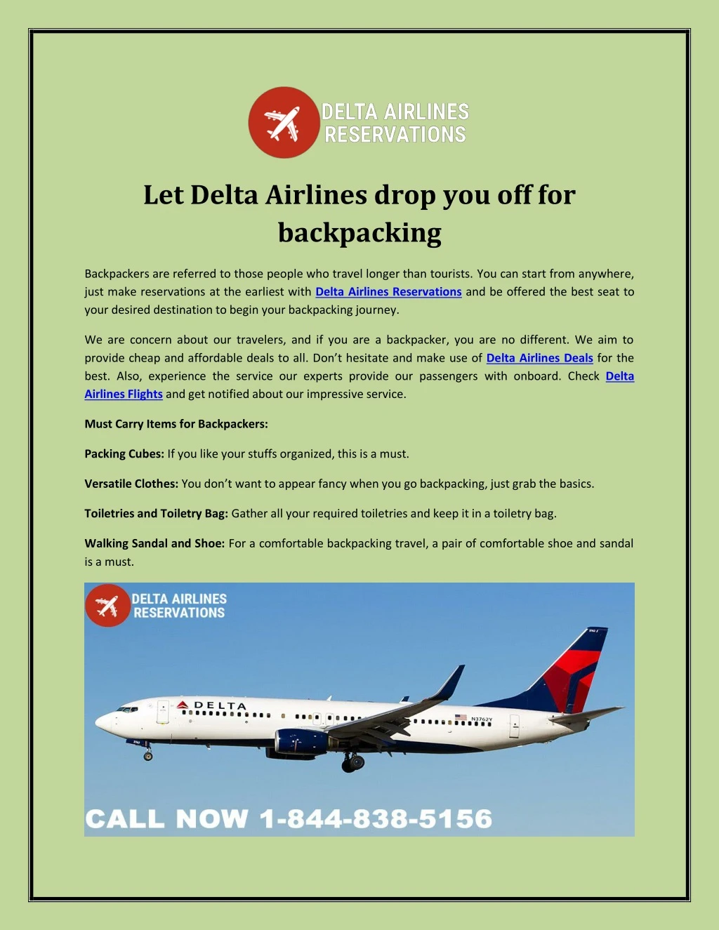 let delta airlines drop you off for backpacking