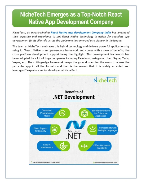 NicheTech Emerges as a Top-Notch React Native App Development Company