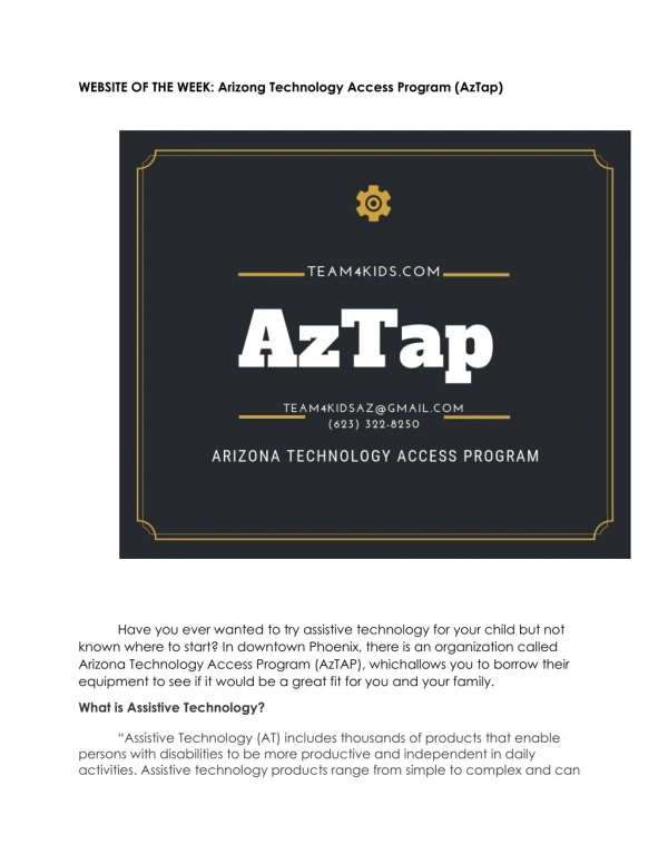 Arizona Technology Access Program (AzTap) | Occupational Therapy