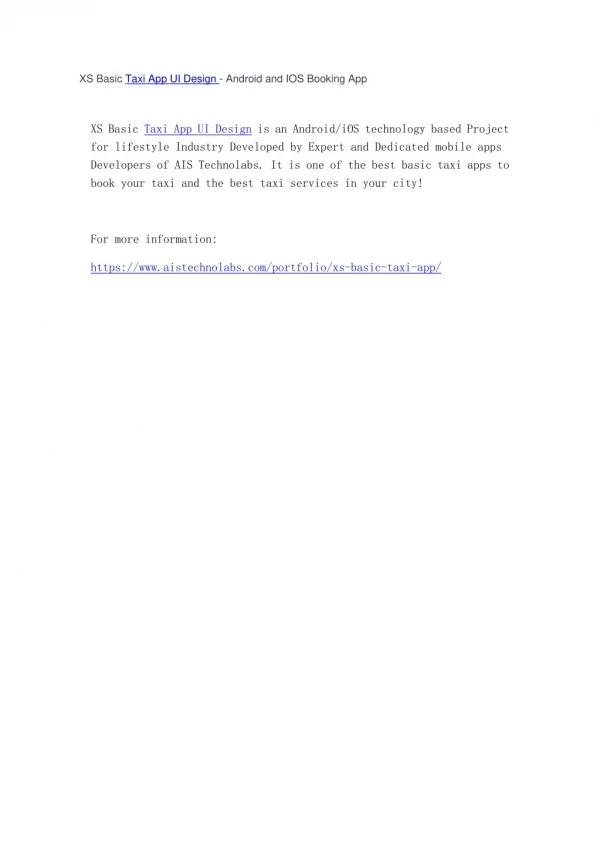 XS Basic Taxi App UI Design - Android and IOS Booking App