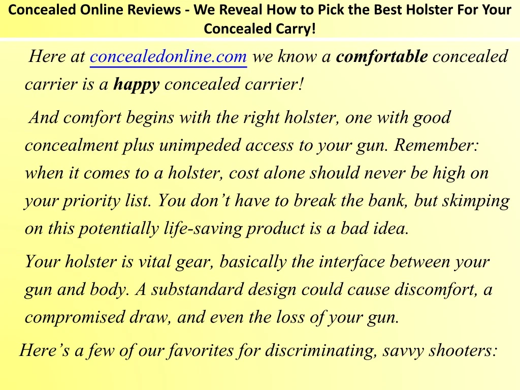 concealed online reviews we reveal how to pick the best holster for your concealed carry