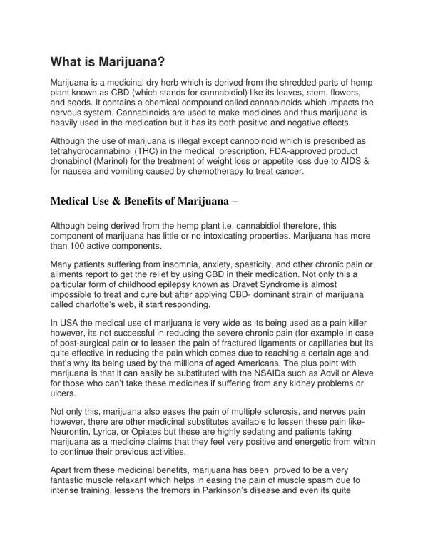 What is Marijuana & Its Medical Uses