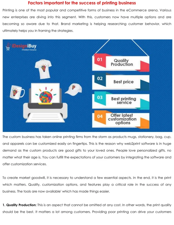 Factors important for the success of printing business