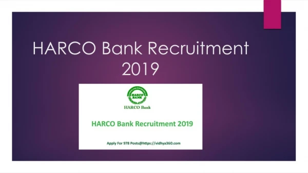 HARCO Bank Recruitment 2019 | Apply For 978 Clerk & Other Posts
