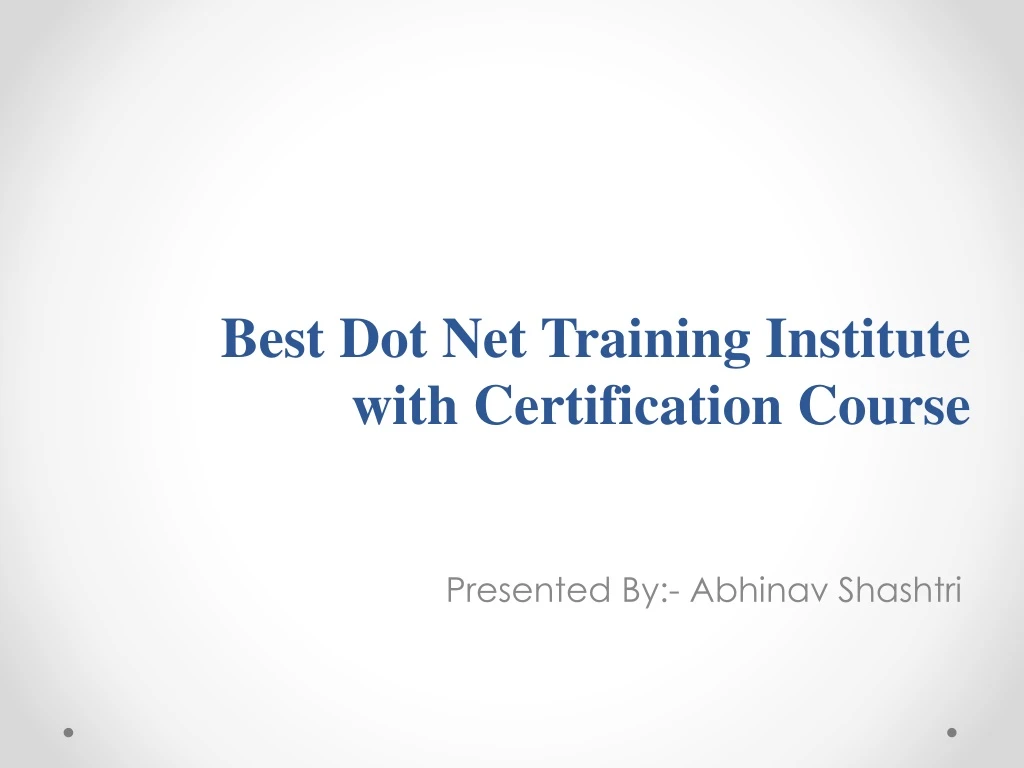 best dot net training institute with certification course