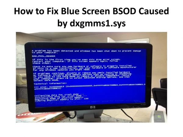 How to Fix Blue Screen BSOD Caused by dxgmms1.sys