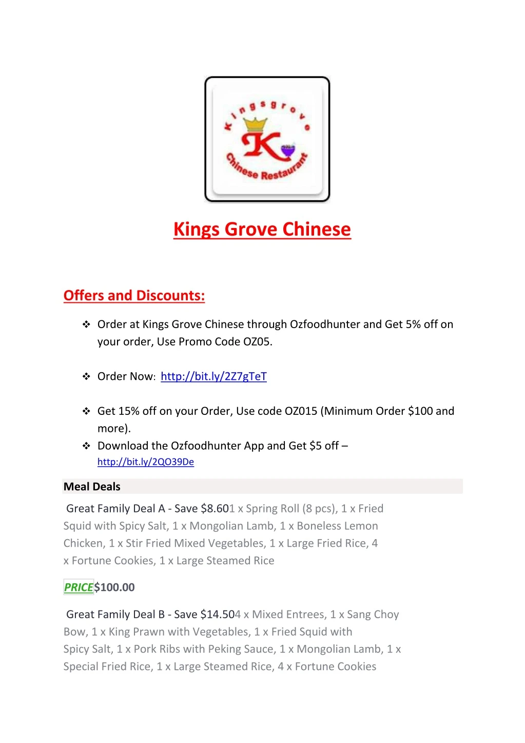 kings grove chinese