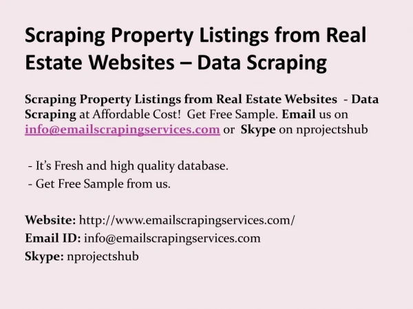 Scraping Property Listings from Real Estate Websites
