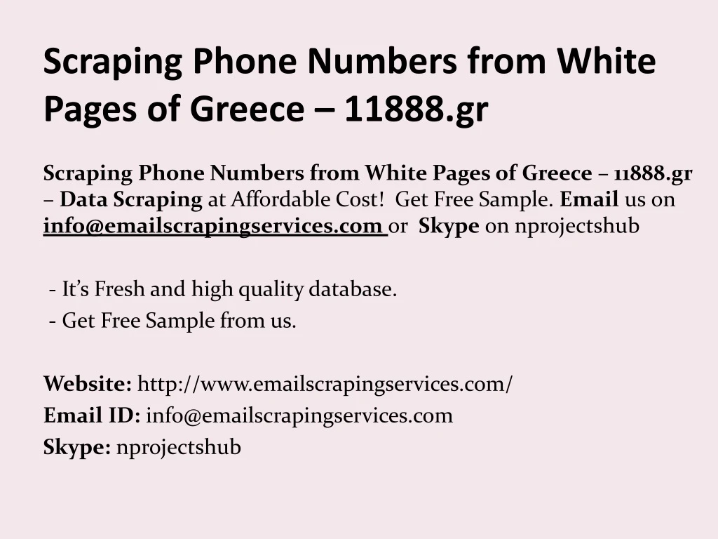 scraping phone numbers from white pages of greece 11888 gr