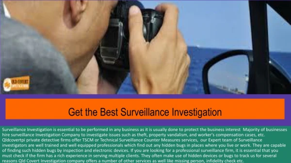 Get the Best Surveillance Investigation